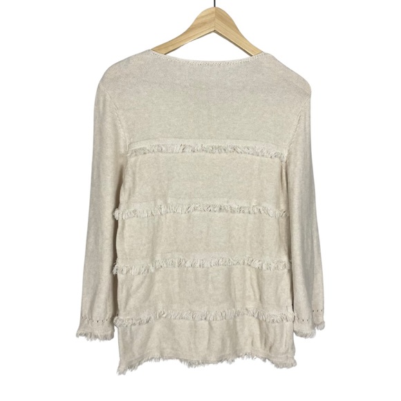 J.McLaughlin Cream Cotton Knit Fringe Sweater - Picture 2 of 5